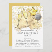 Silvester Party 2024 Champagner-Glitzer Einladung (Vorne/Hinten)