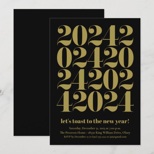 Silvester-Party 2024 Einladung (Vorne/Hinten)