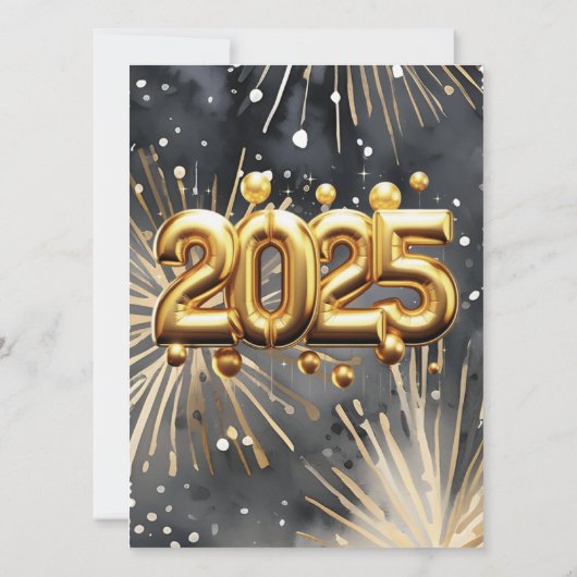 Silvester Party 2025 Gold Glitzer Einladung (Rückseite)