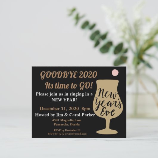 Silvester Party Ankündigungspostkarte (Stehend Vorderseite)