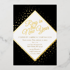 Silvester Party Black and Gold Glitzer Folieneinladung