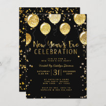 Silvester Party Black & Gold Ballon Confetti