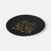Silvester Party Black Gold Chic Pappteller (Schrägansicht)