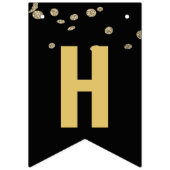 Silvester Party Black Gold Glitzer Confetti Wimpelkette (Zweite Fahne)