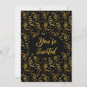 Silvester Party Black n Gold Confetti Einladung (Vorderseite)