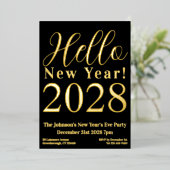 Silvester Party Black Real Gold Folieneinladung (Stehend vorne)