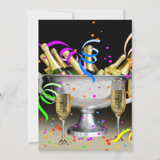 Silvester Party bricht schwarzen Hintergrund Einladung (Rückseite)