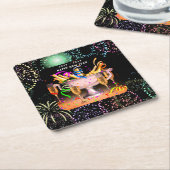 Silvester Party bricht schwarzen Hintergrund Rechteckiger Pappuntersetzer (angewinkelt)