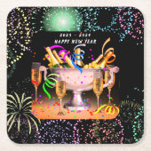 Silvester Party bricht schwarzen Hintergrund Rechteckiger Pappuntersetzer (Vorderseite)