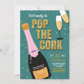 Silvester Party Champagner Flasche Pop Einladung (Vorderseite)
