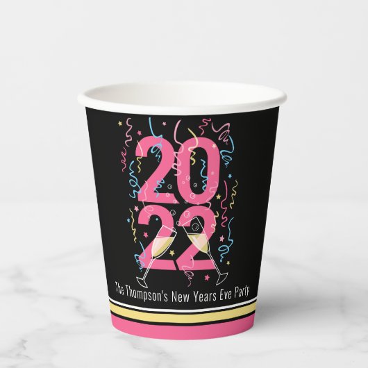 Silvester Party Champagner Straffer 2022  Pappbecher (Vorderseite)