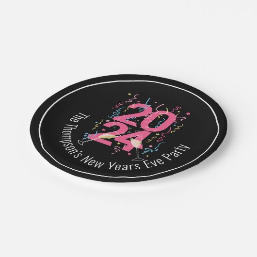 Silvester Party Champagner Straffer 2024 Pappteller (Schrägansicht)