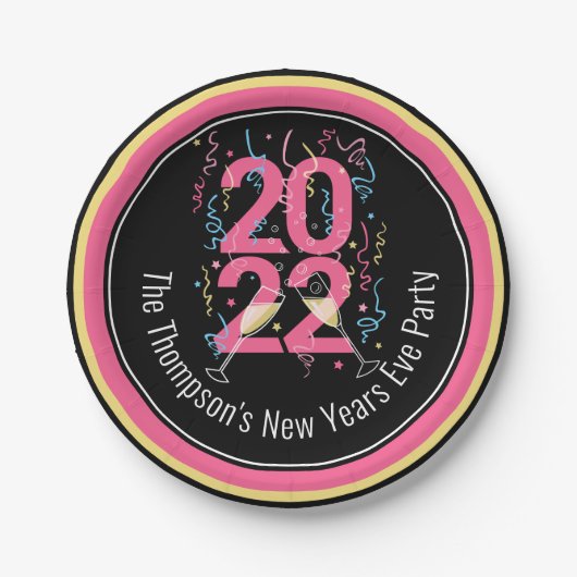 Silvester Party Champagner Streamer 2022 Pappteller (Vorderseite)