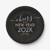 Silvester Party Cheers Black and Gold Confetti Pappteller (Vorderseite)