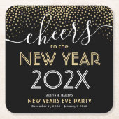 Silvester Party Cheers Black and Gold Confetti Rechteckiger Pappuntersetzer (Vorderseite)