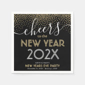 Silvester Party Cheers Black and Gold Confetti Serviette (Vorderseite)