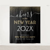 Silvester Party Cheers Black and Gold Confetti Wandteppich (Vorderseite)