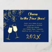 Silvester Party Clink Confetti Gold Folieneinladung (Vorderseite)