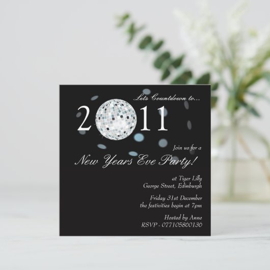 Silvester Party Diskothek Ball Einladung (Stehend Vorderseite)