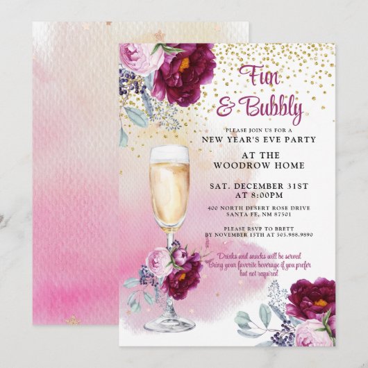 Silvester-Party Einladung (Vorne/Hinten)