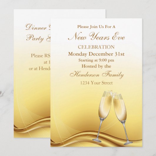 Silvester Party Einladung (Vorne/Hinten)