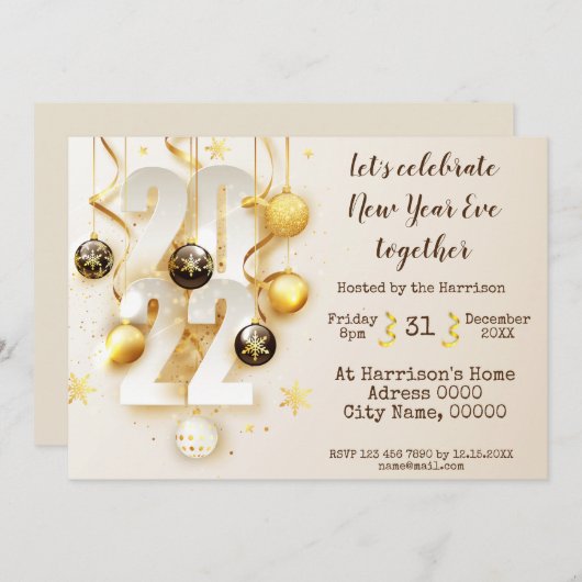 Silvester-Party Einladung (Vorne/Hinten)