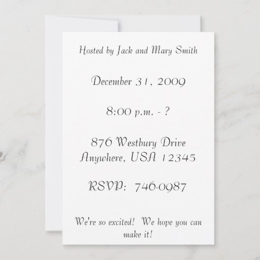 Silvester-Party Einladung (Rückseite)