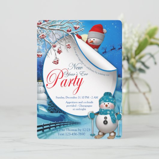Silvester-Party Einladung (Stehend Vorderseite)