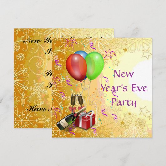 Silvester-Party Einladung (Vorne/Hinten)