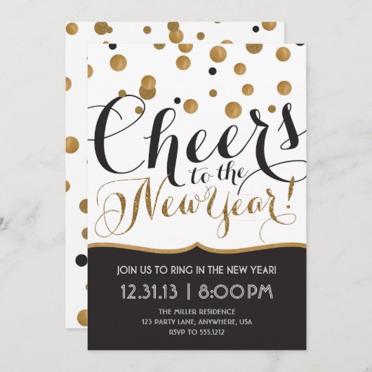 Silvester-Party Einladung (Vorne/Hinten)