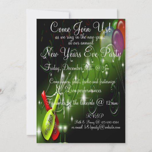 Silvester-Party Einladung (Vorderseite)