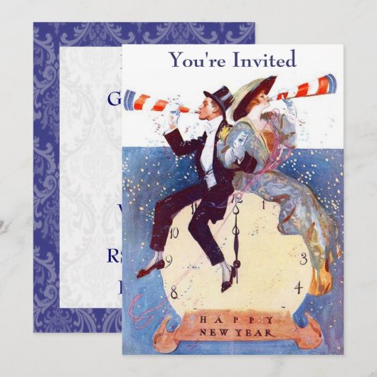 Silvester-Party Einladung (Vorne/Hinten)
