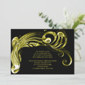 Silvester-Party Einladung für Gold Feather Scroll (Stehend Vorderseite)
