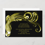 Silvester-Party Einladung für Gold Feather Scroll (Vorne/Hinten)