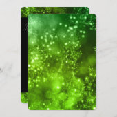 Silvester Party Einladung Green Bokeh (Vorne/Hinten)