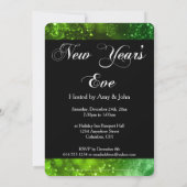 Silvester Party Einladung Green Bokeh (Rückseite)