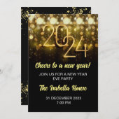 Silvester Party Einladung l Neujahr 2024 (Vorne/Hinten)