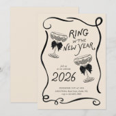 Silvester-Party-Einladung mit Handzeichnung Einladung (Vorne/Hinten)