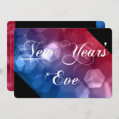 Silvester Party Einladung Mix Colors Bokeh 2 (Vorne/Hinten)