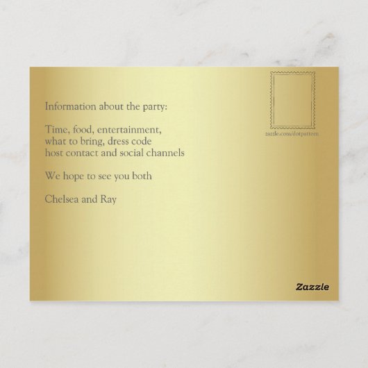 Silvester Party Einladung Postkarte (Rückseite)