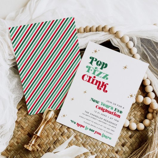 Silvester Party Einladung Retro Boho Spaß