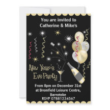 Silvester Party Einladung - Schwarz & Gold