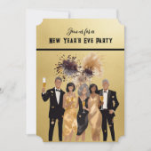 Silvester Party Einladung Schwarz und Gold (Vorderseite)