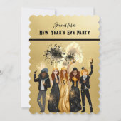 Silvester Party Einladung Schwarz und Gold (Vorderseite)