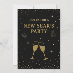 Silvester-Party Einladung Schwarz und Gold