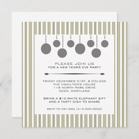 Silvester-Party Einladungen (Vorne/Hinten)