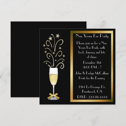 Silvester-Party Einladungen (Vorne/Hinten)