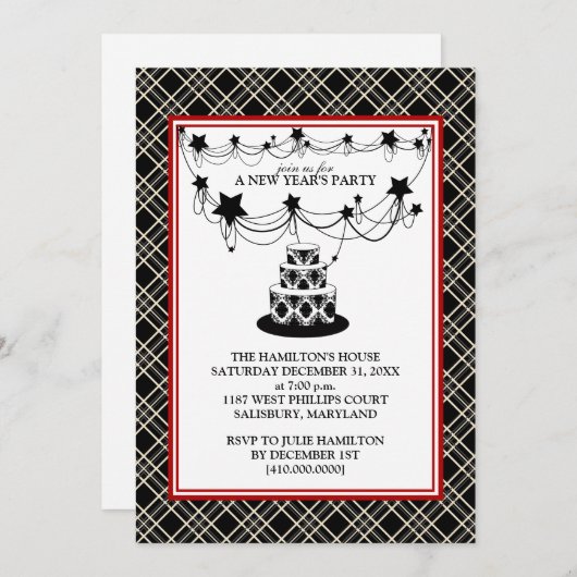 Silvester-Party Einladungen (Vorne/Hinten)
