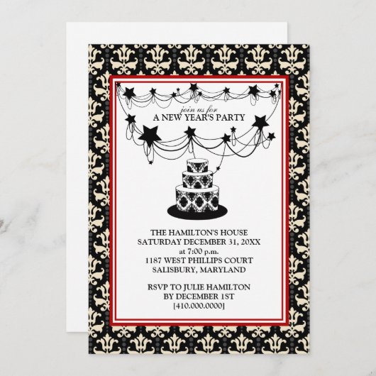 Silvester-Party Einladungen (Vorne/Hinten)