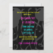 Silvester-Party Einladungen | Neonfarben (Rückseite)